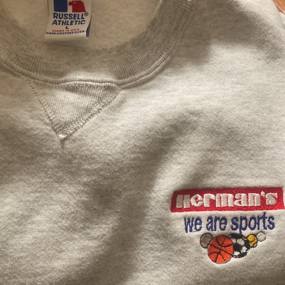Herman’s “we are sports” 1990s sweatshirt for Russell Athletics
